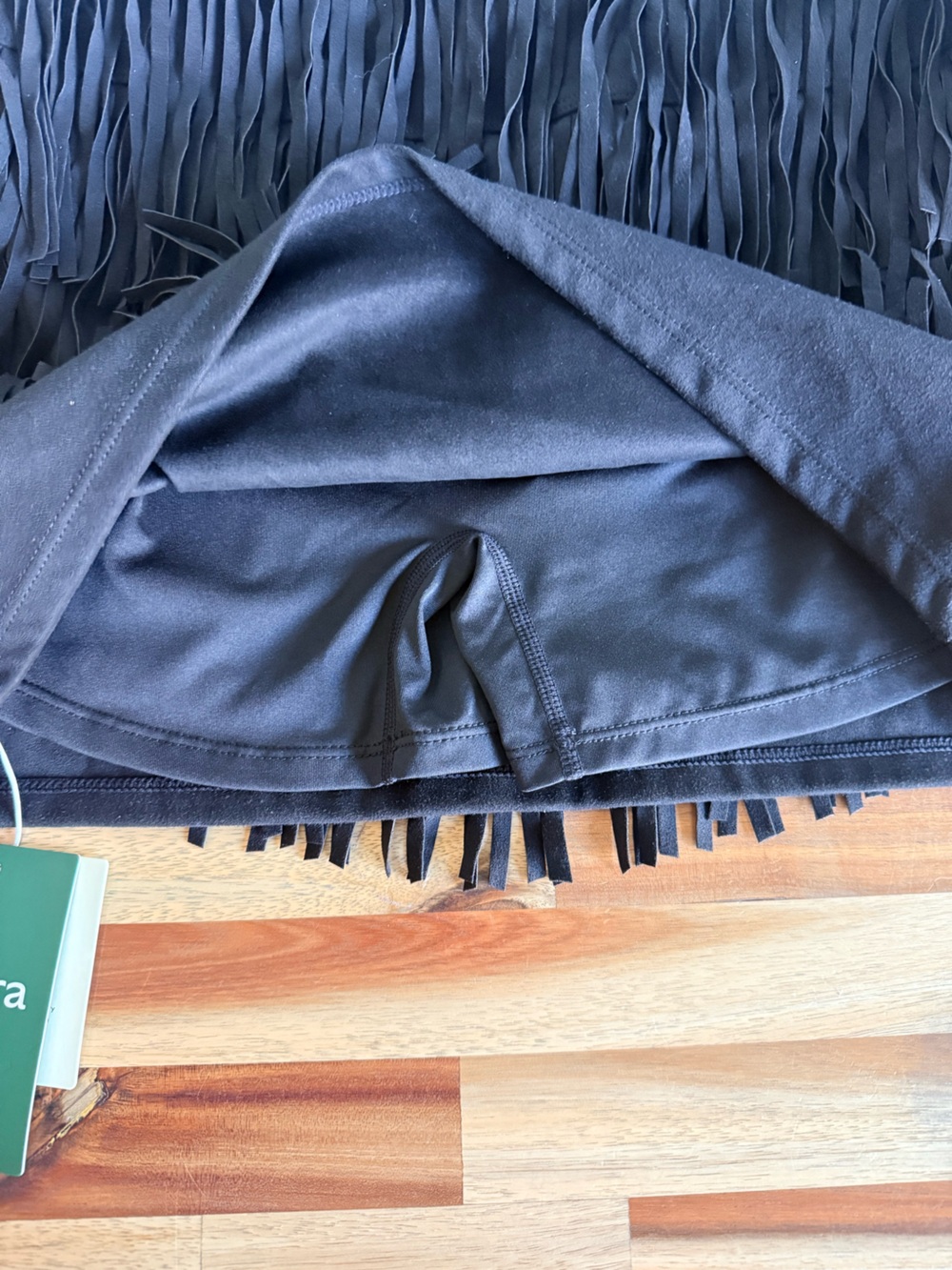 HALARA Black Fringe V-Waist Mini Skirt - Picture 2 of 3